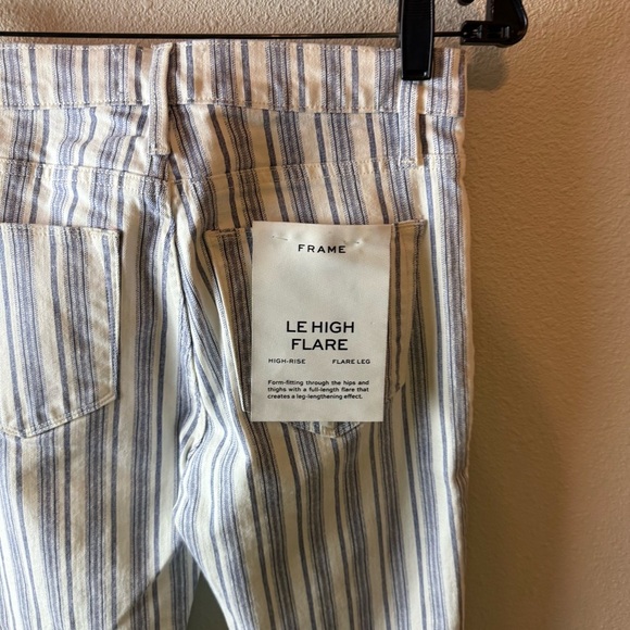 New FRAME Le High Flare Surfer Stripe High Waist Jeans Dutch Blue Multi NWT 25 - Picture 15 of 16